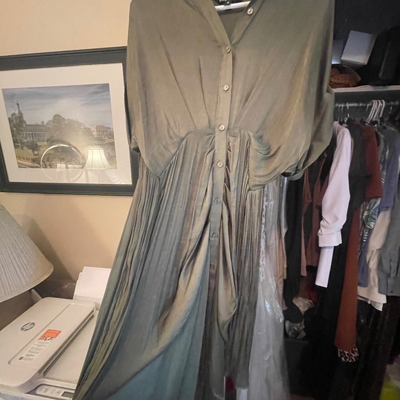 Steve Madden Tori Tie Waist Dress Olive Green - Picture 1 of 6